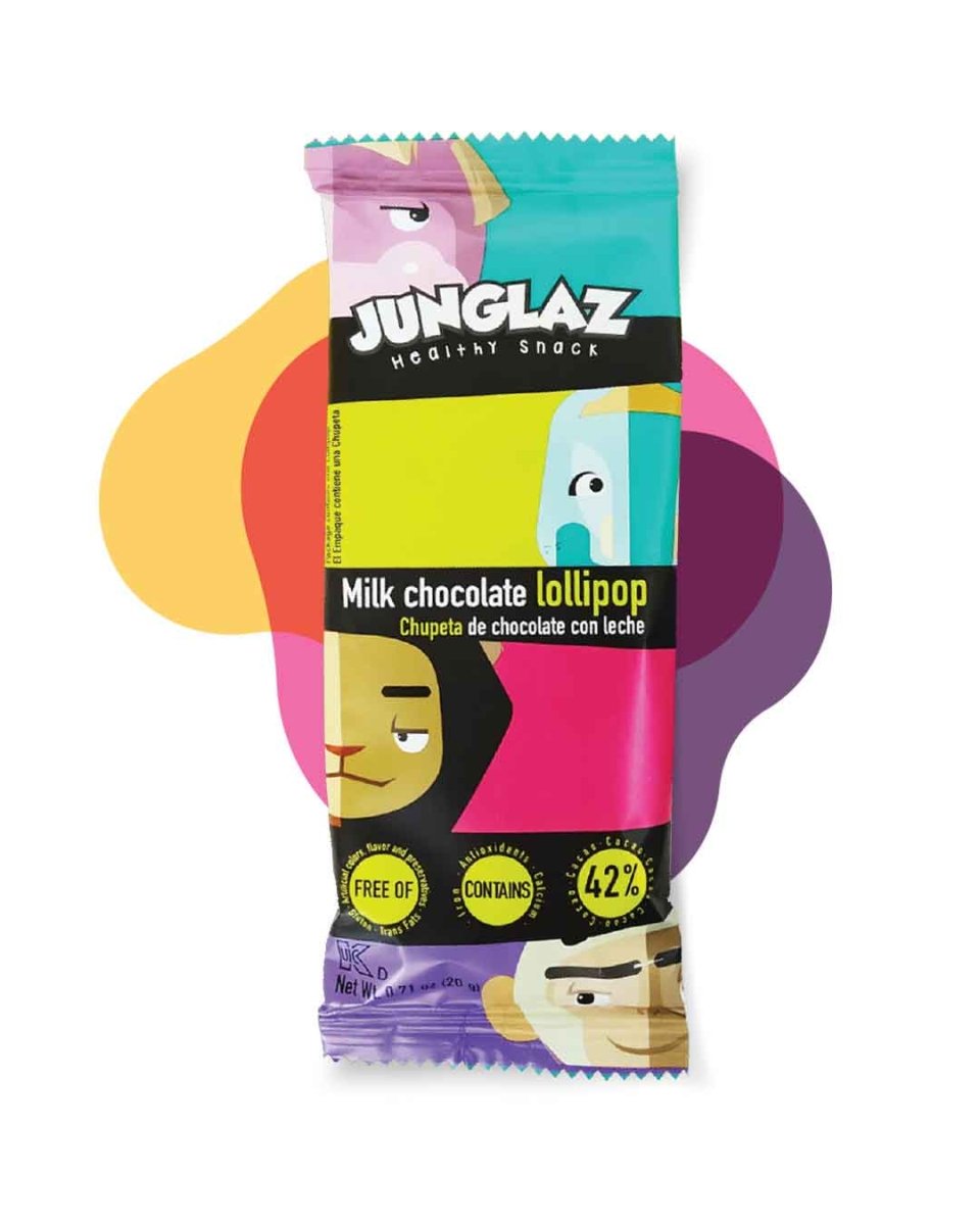 Junglaz Chupetas de Chocolate con Leche 42% Cacao (20g)
