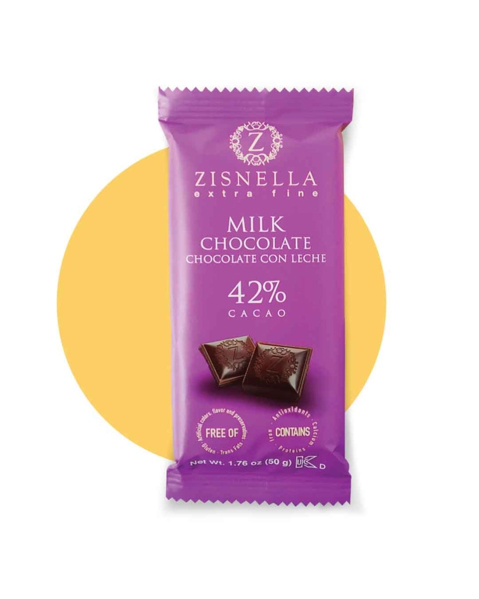 Zisnella Tabletas de Chocolate Con Leche 42% Cacao (50g)