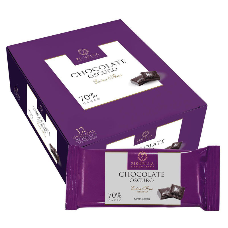 Zisnella Tabletas de Chocolate Oscuro 70% Cacao (30g)