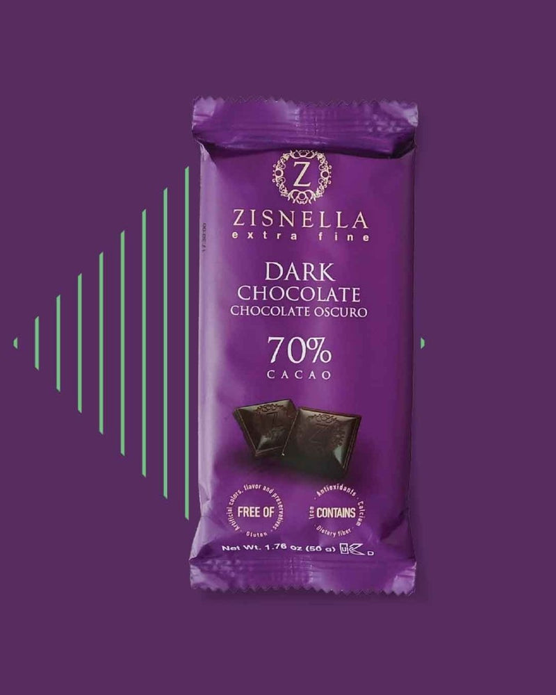 Zisnella Tabletas de Chocolate Oscuro 70% Cacao (50g)