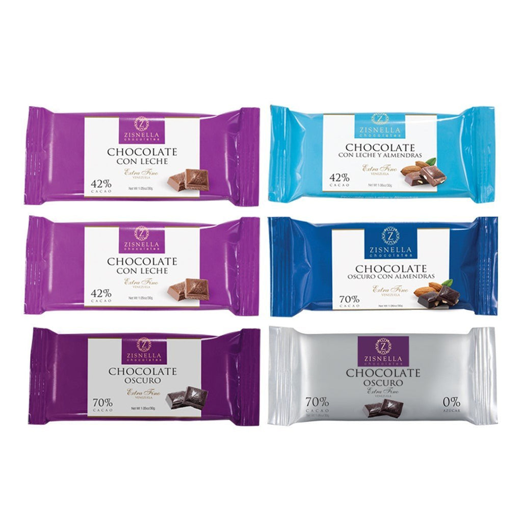 Zisnella Tabletas de Chocolate Surtidas (30g)